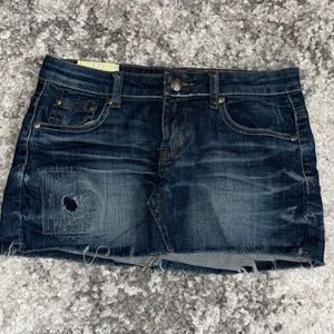 Blue denim mini short skirt
